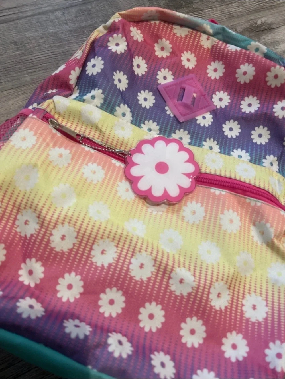Kids Rainbow Daisy Backpack - Pink, Yellow, Purple